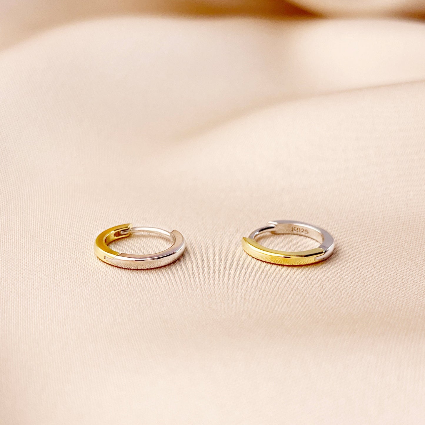 Gold und Silber Zweifarbige Creolen Ohrringe