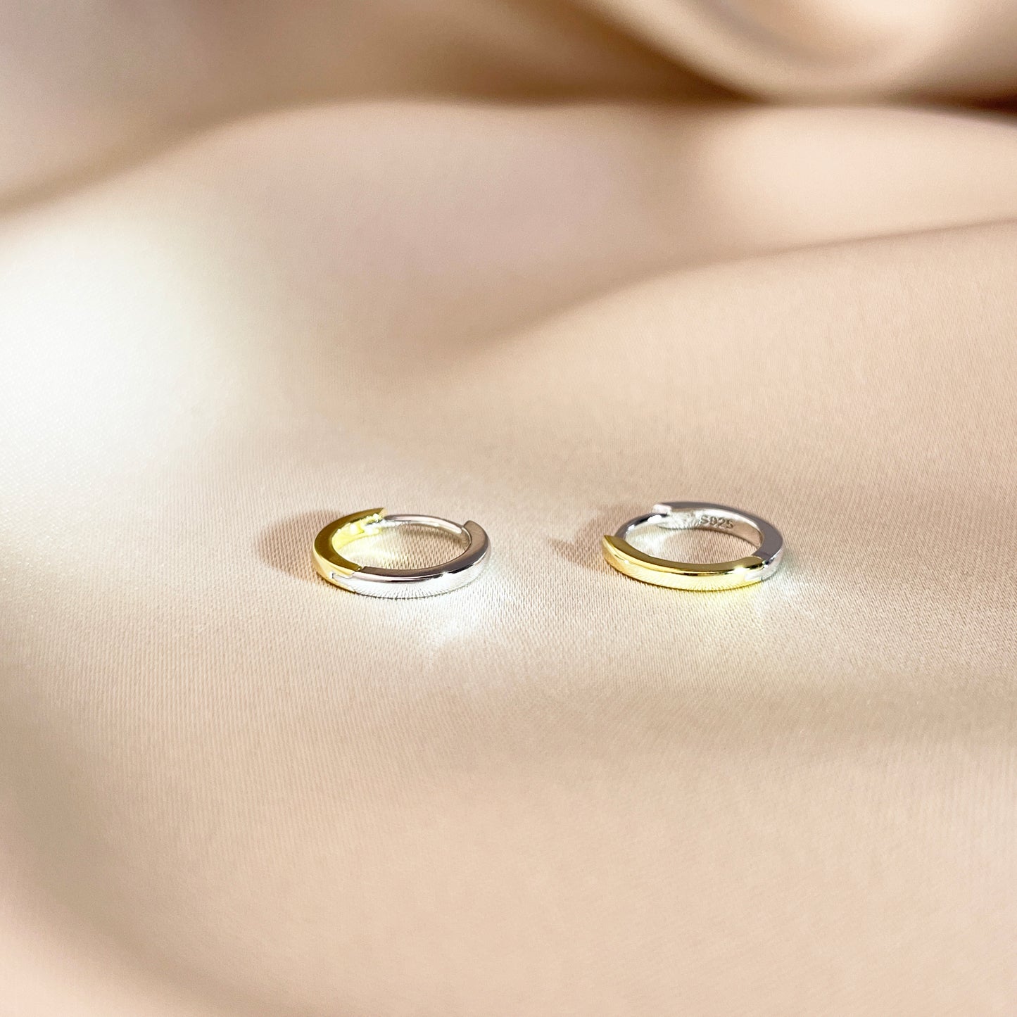 Gold und Silber Zweifarbige Creolen Ohrringe