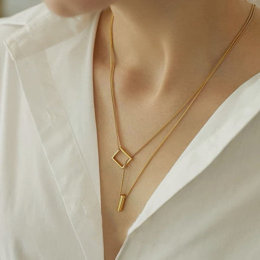 Hohl Platz Zylinder Anhänger Halskette