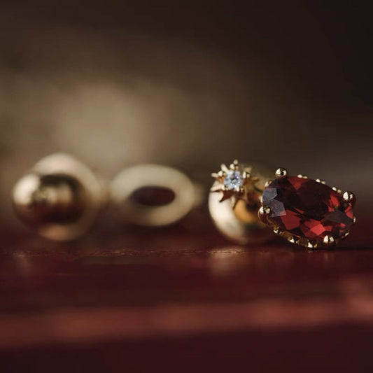 Rot GranatStein Ohrstecker