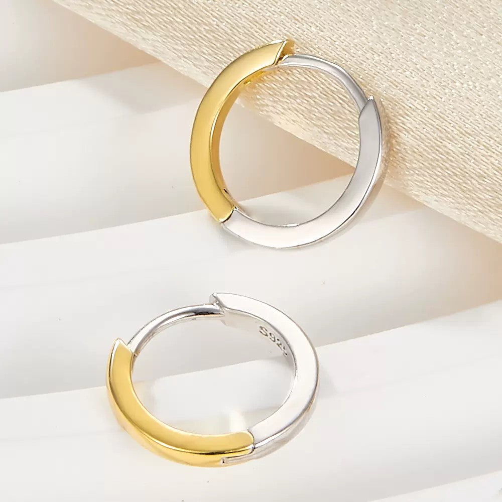 Gold und Silber Zweifarbige Creolen Ohrringe