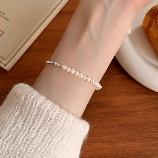 Halb Silber halb Perlen Armband