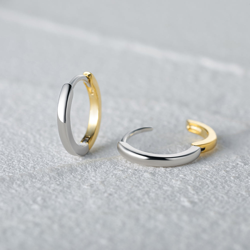 Gold und Silber Zweifarbige Creolen Ohrringe