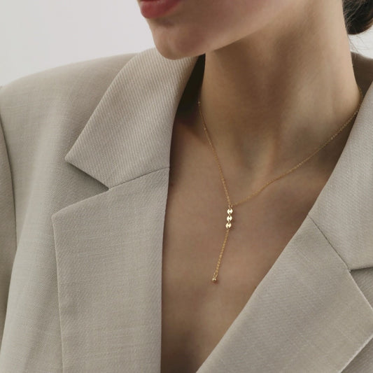 Kleine runde Pailletten Y Halskette