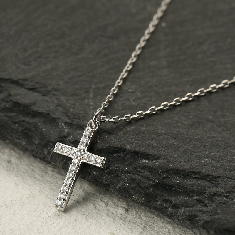 Kreuz Anhänger mit Zirkonia Halskette