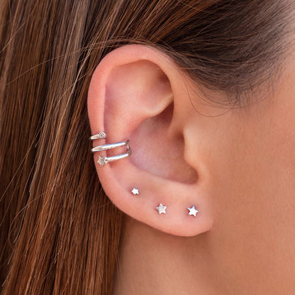 Star ear studs to care for the pierced ears
