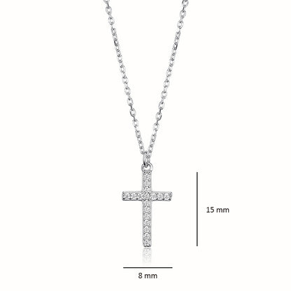 Kreuz Anhänger mit Zirkonia Halskette